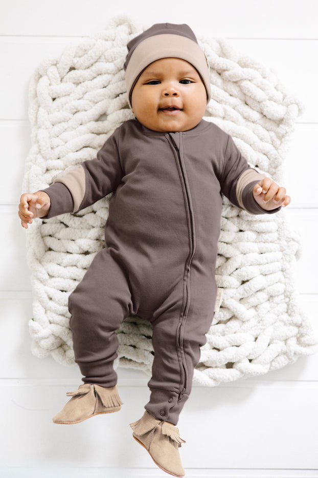 Organic Newborn Zipped Jumpsuit Baby Pajamas Unisex Baby Romper 9 12