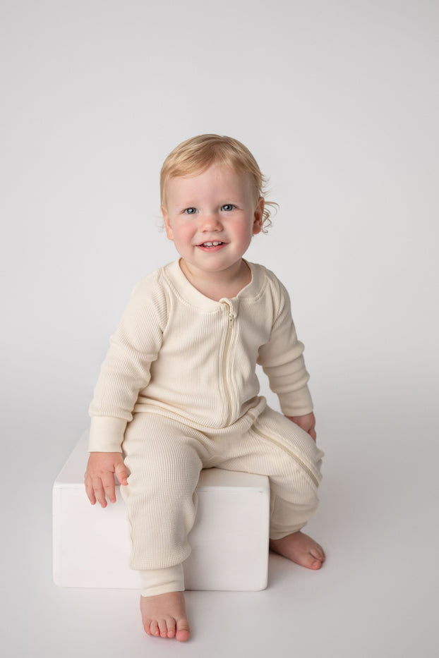 SALUT: Organic Waffle Footless Jumpsuit (Natural)