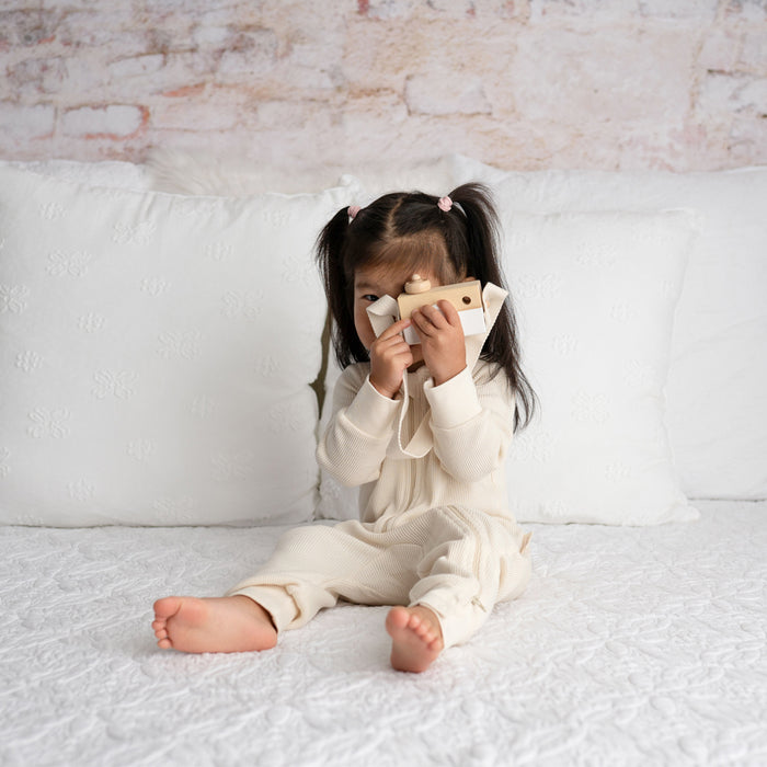 SALUT: Organic Waffle Footless Jumpsuit (Natural)