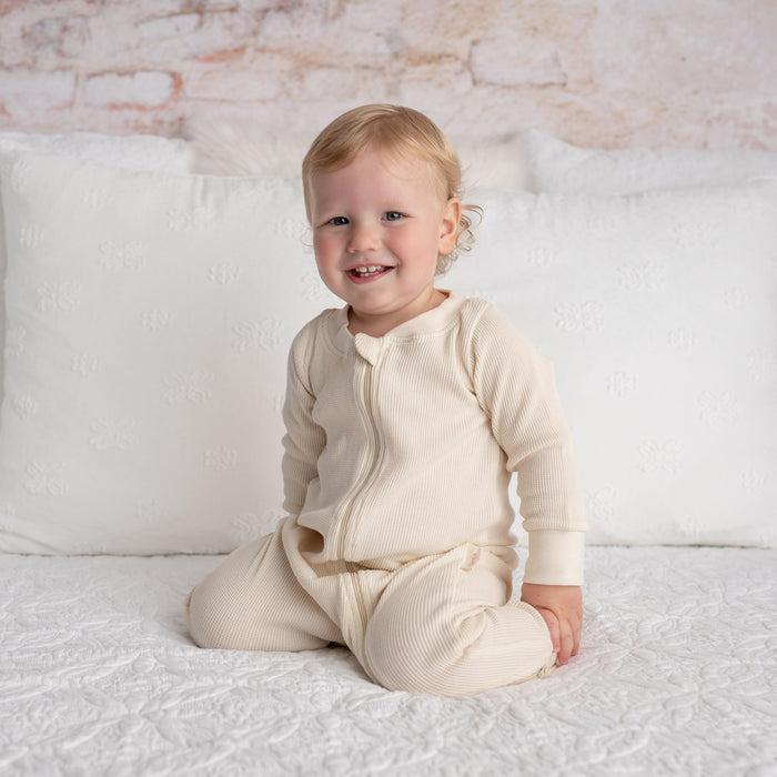 SALUT: Organic Waffle Footless Jumpsuit (Natural)